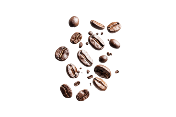 Roasted Coffee Beans Falling Dark Background