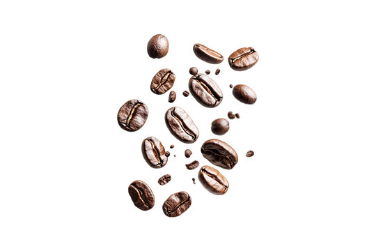 Roasted Coffee Beans Falling Dark Background