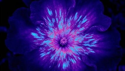 Vibrant petunia flower under UV light intricate patterns attract pollinators