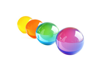 Rainbow spheres image, showcasing colorful objects, abstract design, and blurred sphere details.