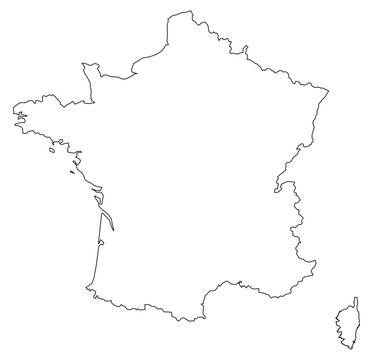 Black Outline France Map Europe Country