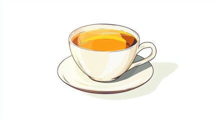 Naklejka premium Elegant white cup with steaming hot tea on a clean background