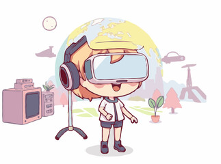 Virtual Reality World Simulation Vector