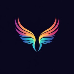 Naklejka premium Rainbow colored wings on dark background 