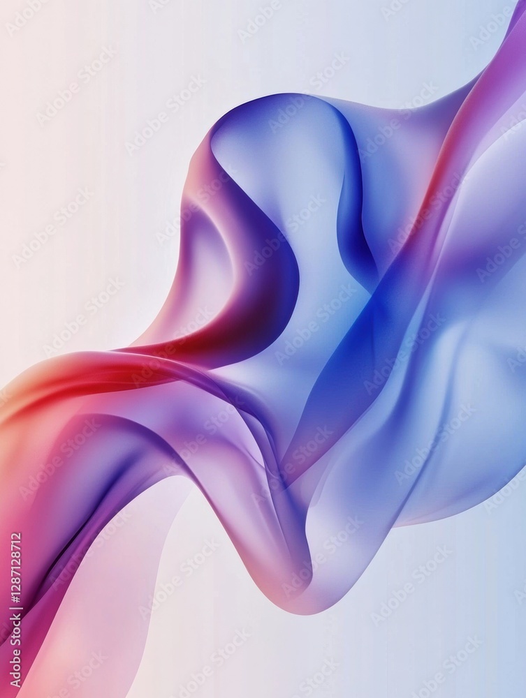 Aufkleber Colorful abstract fabric flowing gracefully in soft waves against a light background. Generative AI