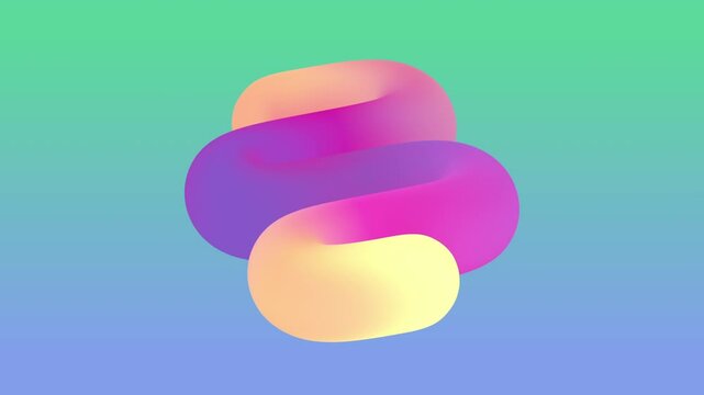 animated looping abstract background. Primitive geometry, simple chubby rounded zigzag shape moving across the green blue gradient