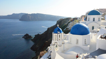 Blue dome in Santorini (Greece)