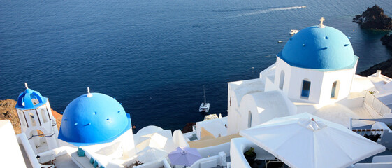 Blue dome in Santorini (Greece)