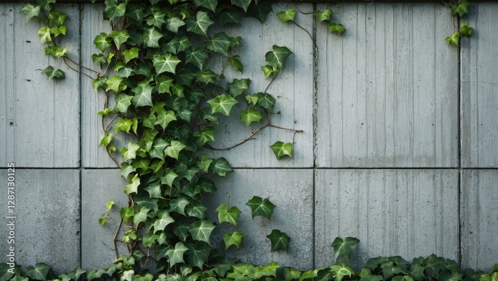 Poster ivy climbing on a textured concrete wall creating a natural and urban contrast in a serene and aesth