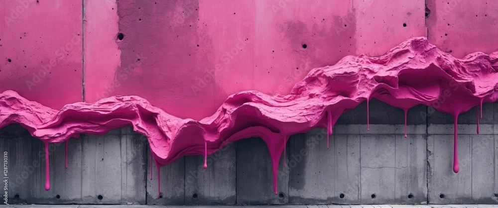 Poster abstract pink dripping paint texture on a concrete wall showcasing artistic design and modern indust