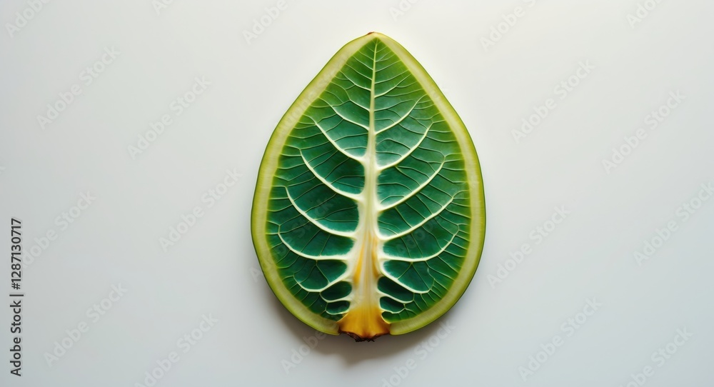 Poster jackfruit leaf on a white background showcasing its vibrant green color and intricate vein patterns 