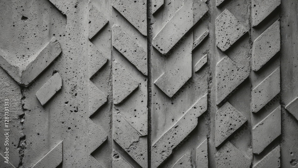 Poster Geometric patterns on textured concrete wall surface creating a vintage abstract background with a modern artistic appeal.