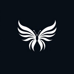 White abstract butterfly on dark blue	