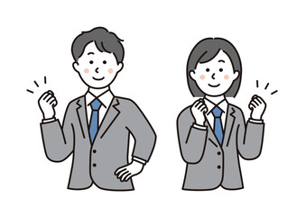 ガッツポーズをする学生の男女