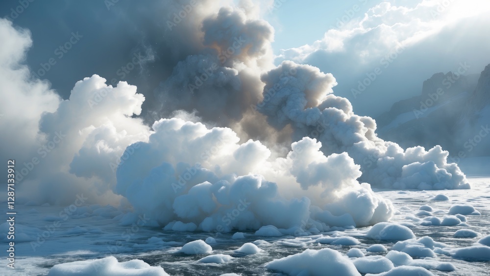 Poster realistic dry ice smoke fog clouds overlay for stunning visual effects in photography and videograph
