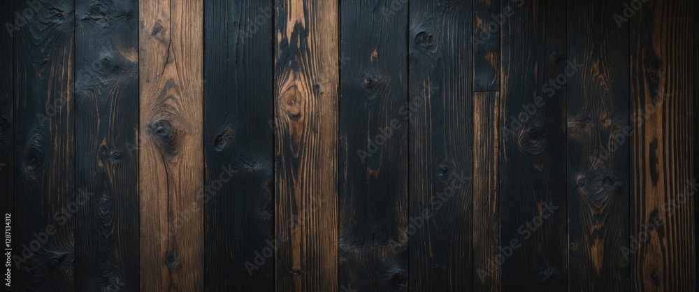 Leinwandbilder dark oak wood texture background with brushed finish highlighting rustic and distressed patterns for