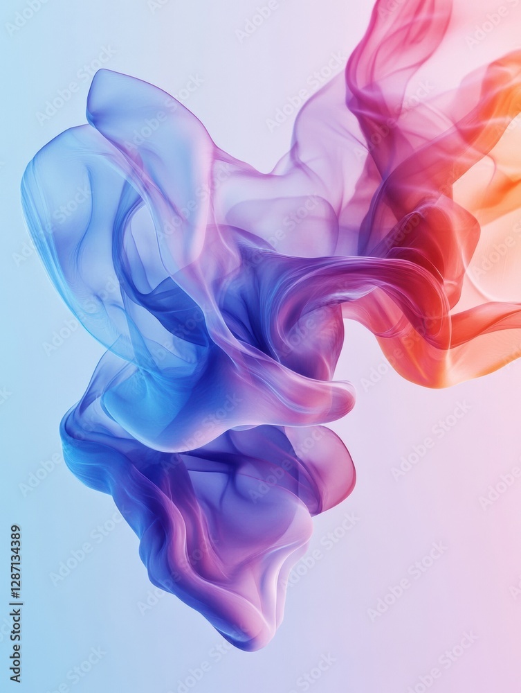 Poster Colorful swirling abstract design creates a sense of fluid motion against a soft gradient background. Generative AI