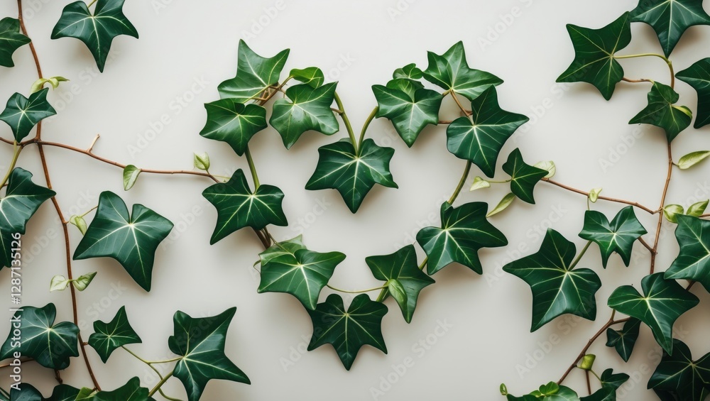 Poster Ivy Leaves Forming Heart Shape on Minimal Background Symbolizing Love and Nature Connection