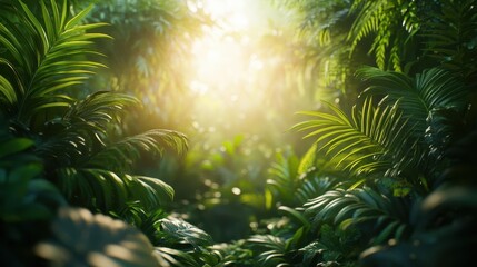 Lush green rainforest with glowing AR biodiversity data, vibrant jungle backdrop, soft natural lighting, photorealistic