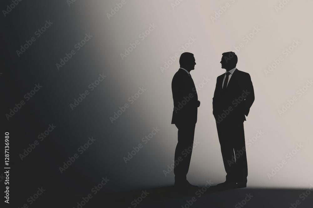 Leinwandbilder two men engaging in conversation in formal attire against a contrasting background during a business