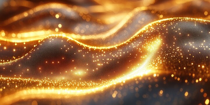 Golden Abstract Wave: Shimmering Lightscape