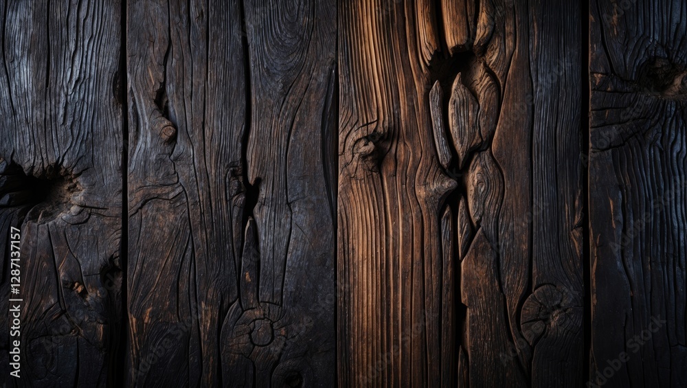 Poster dark wood texture background with natural patterns ideal for use in posters, banners, brochures, and