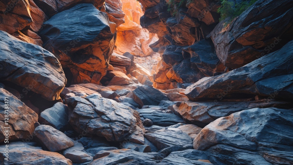 Aufkleber nature's masterpiece featuring a stunning rock formation illuminated by soft light, creating a mesme