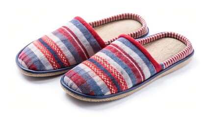 Striped Slippers on White Background