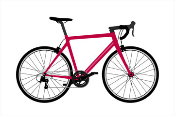 Road bike cycling for racing biking. Sports bike. Racing bike flat design. Vector illustration isolated on white background. Sketch of a road bicycle design for racing athletes