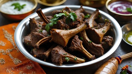 Delicious homemade mutton dry fry served in a traditional platter showcasing Indian culinary heritage and rich flavors.