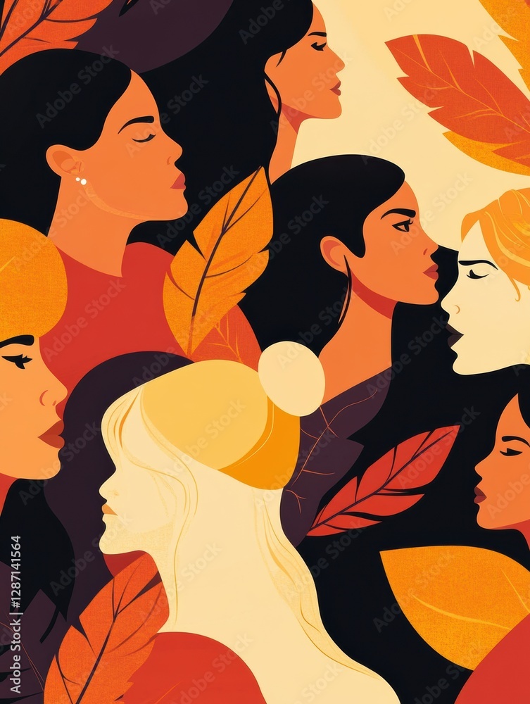 Canvas Prints Creative illustration celebrating empowerment and unity among women for International Womens Day. Generative AI