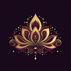 Elegant Lotus Flower in Gold and Burgundy	