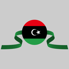 Obraz premium Libya flag with ribbon behind