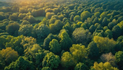 Aerial view of lush green forest canopy highlighting biodiversity and the importance of conservation for climate change and sustainable energy solutions