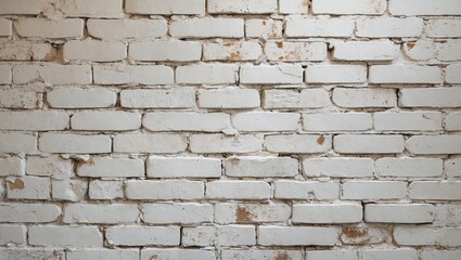 Fototapeta premium Whitewashed vintage brick wall texture with weathered appearance for use in backgrounds, design projects, and artistic creations.