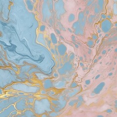 Fototapeta premium Abstract Acrylic Pour Painting: Blue, Pink, and Gold