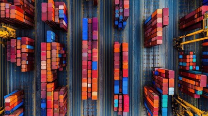Fototapeta premium Containers in shipping yard, shipping port. 