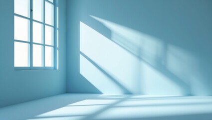 Fototapeta premium Minimalistic light blue background with natural shadows for elegant product presentation highlights and modern interior design.