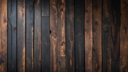 Naklejka premium Dark wooden plank texture backdrop with abstract pattern and ample empty space for customizable templates or designs. Ideal for creative projects.