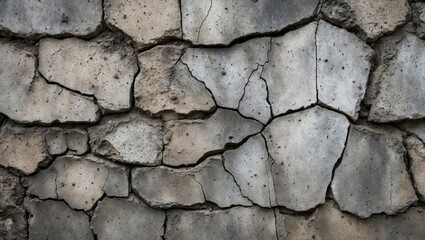 Obraz premium Cracked and weathered cement wall texture ideal for backgrounds in design, architecture, and construction-related projects.