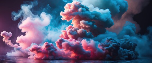 Colorful and dynamic swirling smoke clouds in a mystical atmosphere creating a sense of movement and depth in a captivating visual display.
