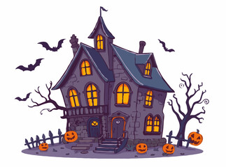 Spooky Haunted House Vector Illustration for Halloween