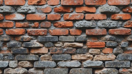 Obraz premium Textured vintage brick and stone wall background showcasing weathered materials and colors suitable for creative design projects.