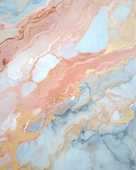Naklejka premium Abstract Fluid Painting: Pink, Blue, Grey, and Gold