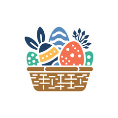 basket with easter eggs icon isolated on transparent background
