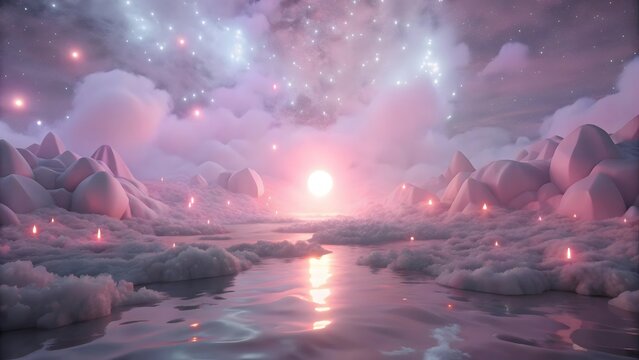 Dreamlike Landscape with Celestial Elements