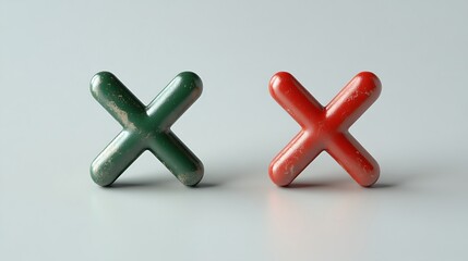 3D X Marks, Red Green,  Studio Background