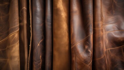 Obraz premium Rustic brown leather textures for backgrounds showcasing natural tones and patterns ideal for vintage or artisanal design projects.