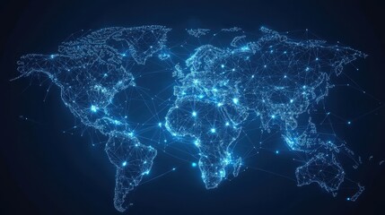 Global social media network, Digital world map with users worldwide connections.