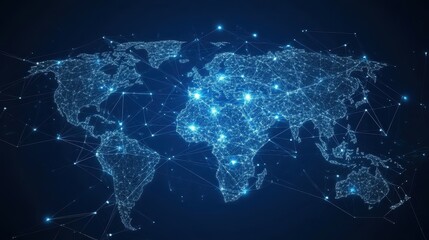 Fototapeta premium Global social media network, Digital world map with users worldwide connections.